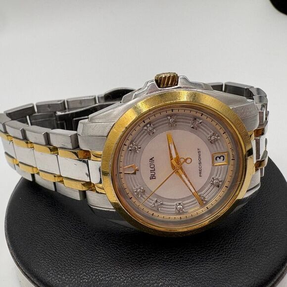 Bulova Precisionist 98P129 Women's Watch - Two-Tone Diamond & Mother of Pearl - Picture 4 of 6
